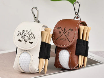 Personalized Golf Ball Bag, Mini Golf Ball Holder, Leather Golf Ball Bag, Stylish Pouch for Golf Balls, Tees Holder, Great Golf Gifts