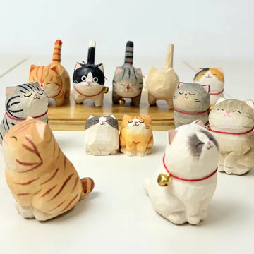 Handmade Wooden Cat Figurine,Hand-Carved Wood Cat,Minimalist Cat Ornament,Unique Cat Lover Gift,Christmas Gifts