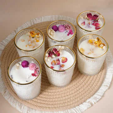 Handmade Soy Wax Scented Candles with Dried Flowers – Luxury Aromatherapy Gift