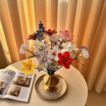 Handcrafted Crystal Resin Flower Bouquet – Elegant Decorative Art Arrangement for Home & Office